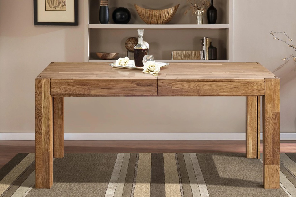 NordicStory Mesa extensible de comedor de madera maciza de roble 